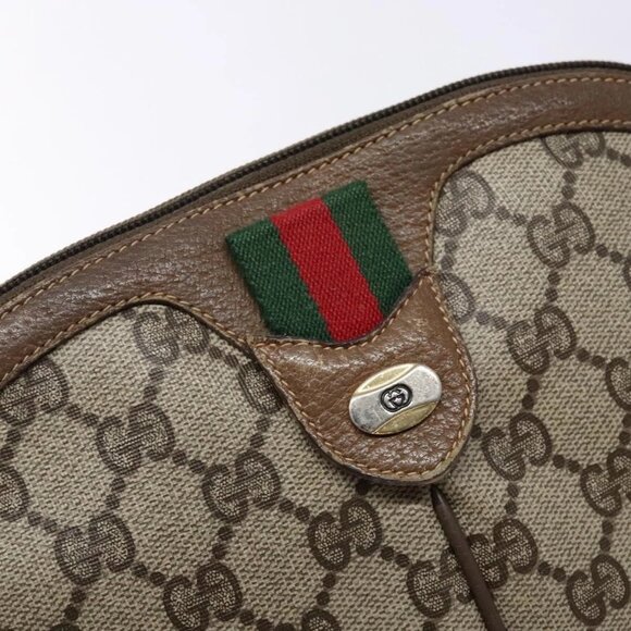 GUCCI GG Supreme Web Sherry Line Bag PVC Beige Gold 98 02 047 Auth fm4861 - Picture 12 of 16